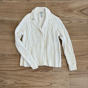 Classic Elements Youth Thick Fisherman Knit Cardigan 14/16 Ivory‎ Grandpacore